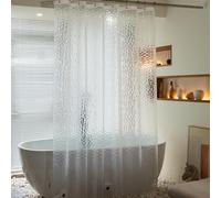 Clear Shower Curtain Liner 74 inch Long, EVA Heavy Duty Waterproof Plastic Shower Curtain Liner 72x74 inches with 3 Big Magnets, Water Cube, No Smell