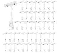 Clear Sign Clips on Merchandise Display 50 Pack Plastic Label Pop Clips on Sign Holder Shelf Double Sided Swivel Price Tag Clips on Clothing Rack Signs Rotatable Menu Clips for Sale Retail Display