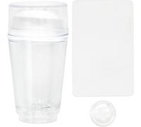 Clear Silicone Jelly Stamper, Double Sided Nail Art Stamper Transparent Nail Stamp Scraper Nail Art Jelly Stamper Manicure Silicone Nail Stamper French Tip with Scraper for Nails Manicure Tools