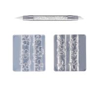 Clear Silicone Nails Art Molds Hibiscus Cherries Blossom Design for Resin Epoxy Includes Sculpting Pen 2PCS Set Silicone Nails Art Molds Flower Design