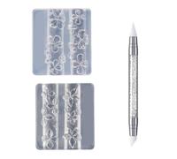 Clear Silicone Nails Art Molds Hibiscus Cherries Blossom Design for Resin Epoxy Includes Sculpting Pen 2PCS Set Molds Flower Design Templates Flower Carving Pen Supplies
