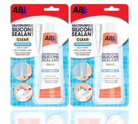 Clear Silicone Sealant | Multipurpose Waterproof Silicone Sealant CLEAR | Transparent Bathroom & Kitchen Silicone Sealant x 2 70g Tubes