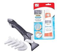 Clear Silicone Sealer Tube 70g + 5-in-1 Caulking Tool Kit - Waterproof Sealant for Bathroom, Kitchen & Windows - Clear Silicone Sealant for Smooth Finishing, Sealing, Grouting & Mould Prevention
