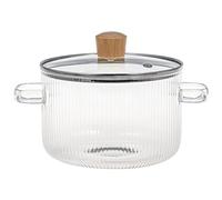 Clear Simmer Pot, Glass Saucepan, Glass Cooking Pot with Lid, 1.6L Heat Resistant Borosilicate Glass Ribbed Pot with Handles, Clear Glass Cookware Simmer Pot for Soup, Milk