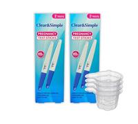 Clear & Simple Pregnancy Test 20 MIU Sensitivity Early Detection Pregnancy Test - 4 Pregnancy Tests Bundled with 4 Hygienic Urine Sample Pots