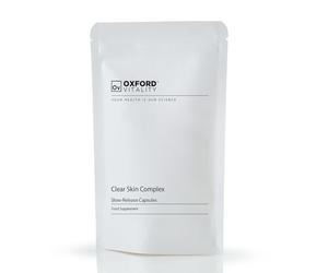 Clear Skin Complex - Vegan Skin Supplement with Vitamins A, C, D3, E, Zinc, Selenium, Turmeric & Live Cultures I Oxford Vitality I Manufactured in The UK (365)