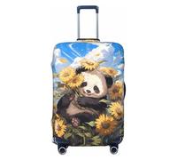 Clear Sky cute Sunflower Panda Travel Luggage Covers - Elasticity Suitcase Covers Protector for Luggage 18-32 Inch