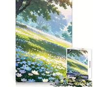 Clear Sky Flower Fields 1000 Piece Jigsaw Puzzle for Adults Brain Exercise DownTime Game Family Game Home Display (38x26cm)