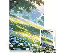 Clear Sky Flower Fields Teenagers 1000 Piece Jigsaw Puzzle Brain Skill Quality Print Pattern Build Ideal Decor (38x52cm)