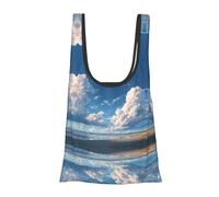 Clear Sky Print Foldable Reusable Grocery Bag Lightweight Shopping Tote for Groceries Travel Beach Eco-Friendly Compact Adventure Tote