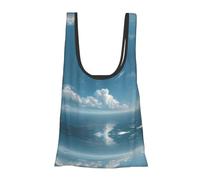 Clear Sky Print Foldable Reusable Grocery Bag Lightweight Shopping Tote for Groceries Travel Beach Eco-Friendly Compact Adventure Tote