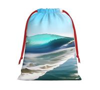 Clear Sky Wave Beach Christmas Drawstring Bags Gift Wrapping Bag Small Gifts Candy Jewelry Wedding Wrap Bag