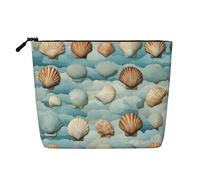 Clear Sky Wave Beach Printed Reusable Cosmetic Bag â€“ Travel Toiletry Organizer, Zipper Pouch for Makeup Accessories, Sea Shell1, One Size