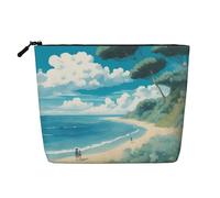 Clear Sky Wave Beach Printed Reusable Cosmetic Bag â€“ Travel Toiletry Organizer, Zipper Pouch for Makeup Accessories, Seashells on the Beach, One Size
