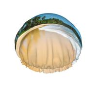 Clear Sky Wave Beach Shower Cap For Men Cap Women Reusable Waterproof Long Thick Hair Care Hair Short Kids Bath