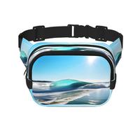 Clear Sky Wave Beach Square Double-Layer Waist Bag Mini Adjustable Waist Belt Bag Exercise Running Travel Hiking, Black, One Size
