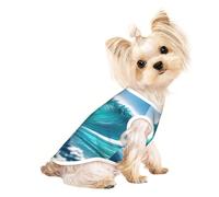 Clear Sky Wave Print Comfortable Pet Vest, Sleeveless Breathable Top, for Small Puppy Kitten Daily Wear