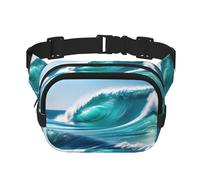 Clear Sky Wave Square Double-Layer Waist Bag Mini Adjustable Waist Belt Bag Exercise Running Travel Hiking, Black, One Size