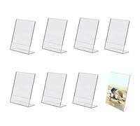 Clear Slant Back A6 Acrylic Sign Holder 8 Pack, Portrait Ad Frames & Slanted Plastic Message Board, Perfect Menu Display Stand, Brochure Holder for Desk, Poster Display Holder
