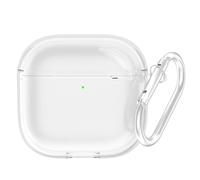 Clear Slim-Fit Shockproof Full Case Cover Compatible with AirPods 4 2024, Anti-Fall Anti-Yellowing Wireless Charging Full Protection Soft Cover With Carabiner (Clear)
