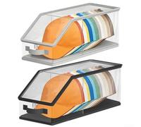 Clear Stackable Baseball Cap Storage Box with Transparent PVC PET Bin and Cardboard Base for Closet Hat Holder and Organiser, Cap Display Case for Men's Hats and Multi-Purpose