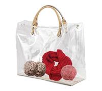 Clear Stadium Tote Bag - Simple Stylish Transparent Purse + Multi Size Large Capacity Style - for Work & Gym Beach Days Carry On Luggage No Deformation Durable Vinyl See Through Handbag