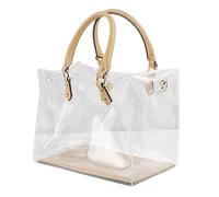 Clear Stadium Tote Bag - Transparent Shoulder Purse, Waterproof Carrier Handbag | Event Entry Large Clear Tote with Reinforced Straps, Workplace Policy Compliance Tote Bag for Beach Lunch Carrying