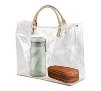 Clear Stadium Tote Bag - Waterproof Handbag Purse, Transparent Shoulder Carrier | Large Lunch Tote Organizer, Clear PVC Bag for Office Work, Stadium Entry, Beach Packing