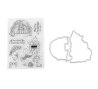 Clear Stamp Unique Shape Decorative Transparent Template with Cutting Die DIY Scrapbook Crafts for Photo Albums Holiday Cards
