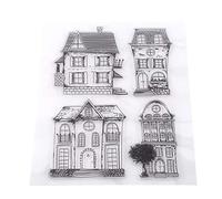 Clear Stamps, Silicone Stamp Cards with 4 Kind Houses Scrapbook Photo Cards Rubber Stamp Transparent Stamps for Christmas DIY Scrapbooking, Card Making, Crafts Drawing, Kids Fun Decoration Supplies