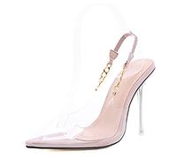 Clear Stiletto High Heels for Women Slip On Shoes Pointed Toe Sandals Transparent Dress Wedding Party Pumps,Pink,40 EU/9 US