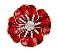 Clear Stone Accent Brooch with Flower Shape, Glossy Petals, Pin Back Design, Decorative for Scarves Outerwear Hats Purses Commemorative Brooch Remembrance Pin Floral Accessory Scarf Lapel