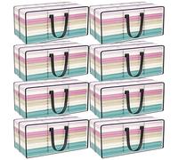 Clear Storage Bags with Zipper, 8 Pack Large Moving Bags Heavy Duty Extra Large, Plastic Storage Totes for Clothes, College dorm Packing Bags with Strong Handles