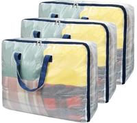 Clear Storage Bags with Zipper, 75L Extra Large Capacity - Closet, Underbed Storage Organizer for Clothes, Bedding, Comforter, Toys, Pillow & Blanket, 3 Pack (3)