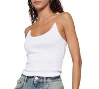 Clear Strap Tank Top, Womens Invisible Strap Tank Tops, Sexy Thin Strap Tank Tops, Aesthetic Tank Y2k Top Slim Fit Bodycon Tank (White,XXL)