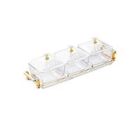 Clear Striped Serving Dish With 3 Sections Food Organizers Bowls With Cover Kitchen Home Entertaining Essential Glass Fruit Appetizer Tray