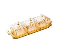 Clear Striped Serving Dish With 3 Sections Food Organizers Bowls With Cover Kitchen Home Entertaining Essential Glass Fruit Appetizer Tray
