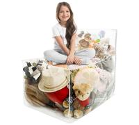 Clear Stuffed Animal Bean Bag Chair Cover PVC Soft Plush Toys Storage for Toddler & Kids' Rooms 110L Waterproof Clothes Pillows Bag Seating Nursery Play Room Decor