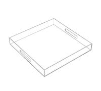 Clear Sturdy Acrylic Serving Tray with Handles - 14x14Inch - Coffee, Appetizer, Breakfast, Butler Tray - Kitchen Countertop & Makeup Drawer Organizer