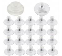 Clear Suction Cup CTRICALVER for Window Wall Door Glass Daily Hanging Diameter 30mm Plastic 20pcs Suction Cup Window Suction Cup Glass Suction Cup Pad, M4 Thread Clear Plastic Nuts
