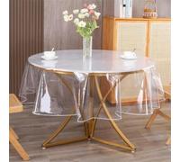 Clear Table Cloth 120 cm Round Plastic Table Cover 0.1 mm Thick PVC Tablecloth Waterproof Oilproof Wipeable Tablecloths Anti-Scratch Transparent Tablecloth for Kitchen Office and Dining Tables