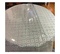 Clear Table Cloth PVC Round Table Protector Soft Glass Table Mat 1.5mm, 2mm Transparent Plastic Prevent skidding Insulation Dining Table Film No Wash ALGFree(1.5mm,120cm Round)