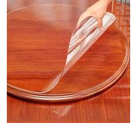 Clear Table Cover Protector Round PVC Vinyl Tablecloth Transparent,40-160cm Round Dining Table Mat Non-Slip Waterproof Wooden Furniture Protector (155cm)