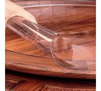 Clear Table Protector 2mm Thick Round Clear Table Pad Dia.14,16", 20",22",24",31" Plastic Tablecloth Cover for Kitchen Coffee Desk Circle Dining Table Protector(Clear,105cm)