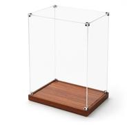 Clear Tall Acrylic Display Case 8 12 16 20 24 in, UV Protected Display Box with Metal Corner Guard, Alternative Glass Cube Showcase for Figure(15x15x35cm/6x6x14in)