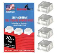 Clear Tall Square Adhesive Rubber Bumper Pads - Made in USA - Rubber Feet for Speakers, Electronics, Furniture, Appliances, Audio Equipment - 20 Pieces