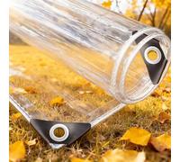 Clear Tarp 185 x 370 cm Heavy Duty 400 G M², Windproof Tear Resistant, UV Protected Clear Tarp with Grommets with Eyelets and Rope for Patio Outdoor, A