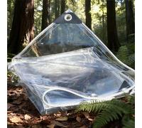 Clear Tarp 255 x 275 cm Heavy Duty 400 G M², Windproof Tear Resistant, UV Protected Transparent Tarpaulin Sheet with Eyelets and Rope for Patio Outdoor, A