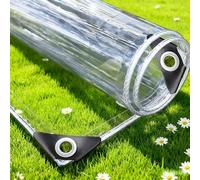 Clear Tarp 270 x 650 cm Heavy Duty 400 G M², Windproof Tear Resistant, UV Protected Transparent Tarp Sheet with Eyelets and Rope for Patio Outdoor, A