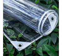 Clear Tarp, 3x2m 3x3m 4x4m 5x5m 8x8m 10x10m Heavy Duty Waterproof Transparent Tarpaulin, 14Mil Tear-Resistant PVC Vinyl Tarp for Patio Porch Greenhouse Outdoor Enclosure(4 x 7m)